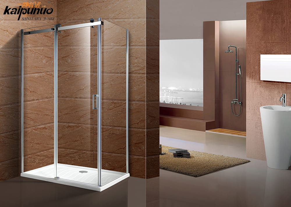 Schermo doccia angolare per porta scorrevole in vetro temperato senza cornice per bagno economico