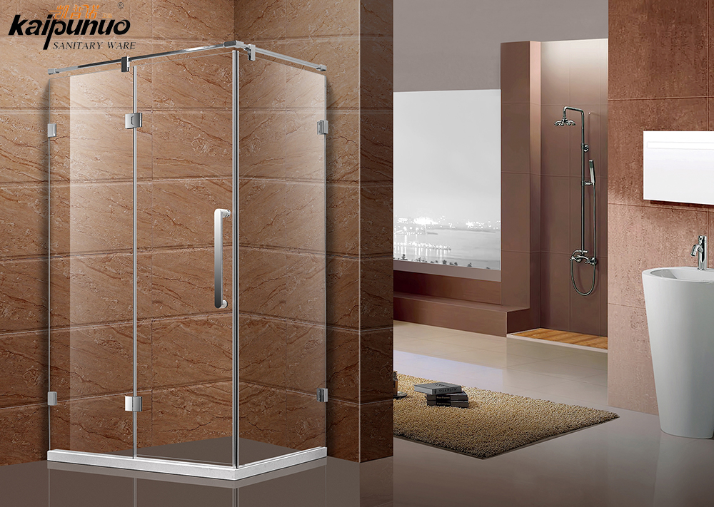 Angolo bagno completo di porta doccia semplice in vetro senza cornice